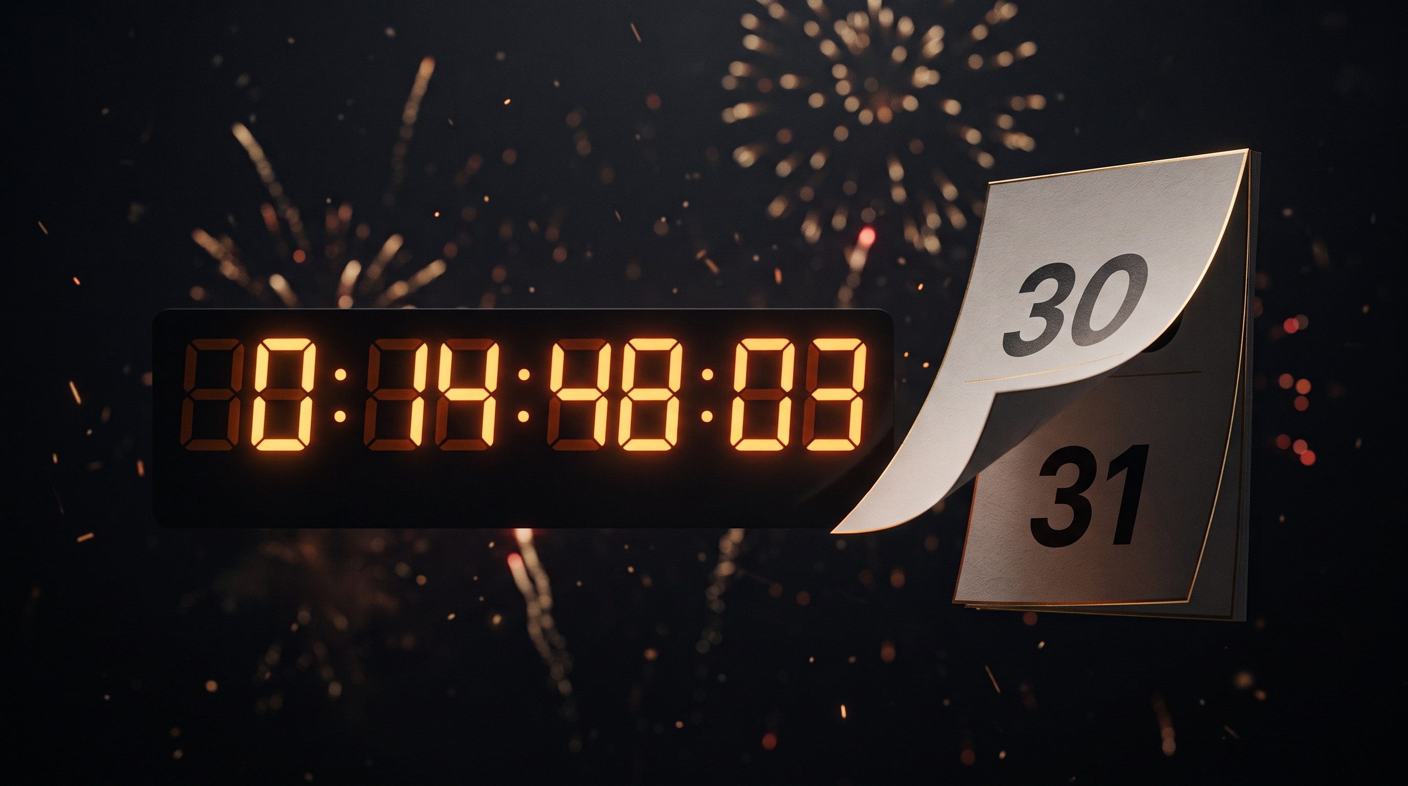 Dark, moody countdown display showing the number of days remaining until December 31