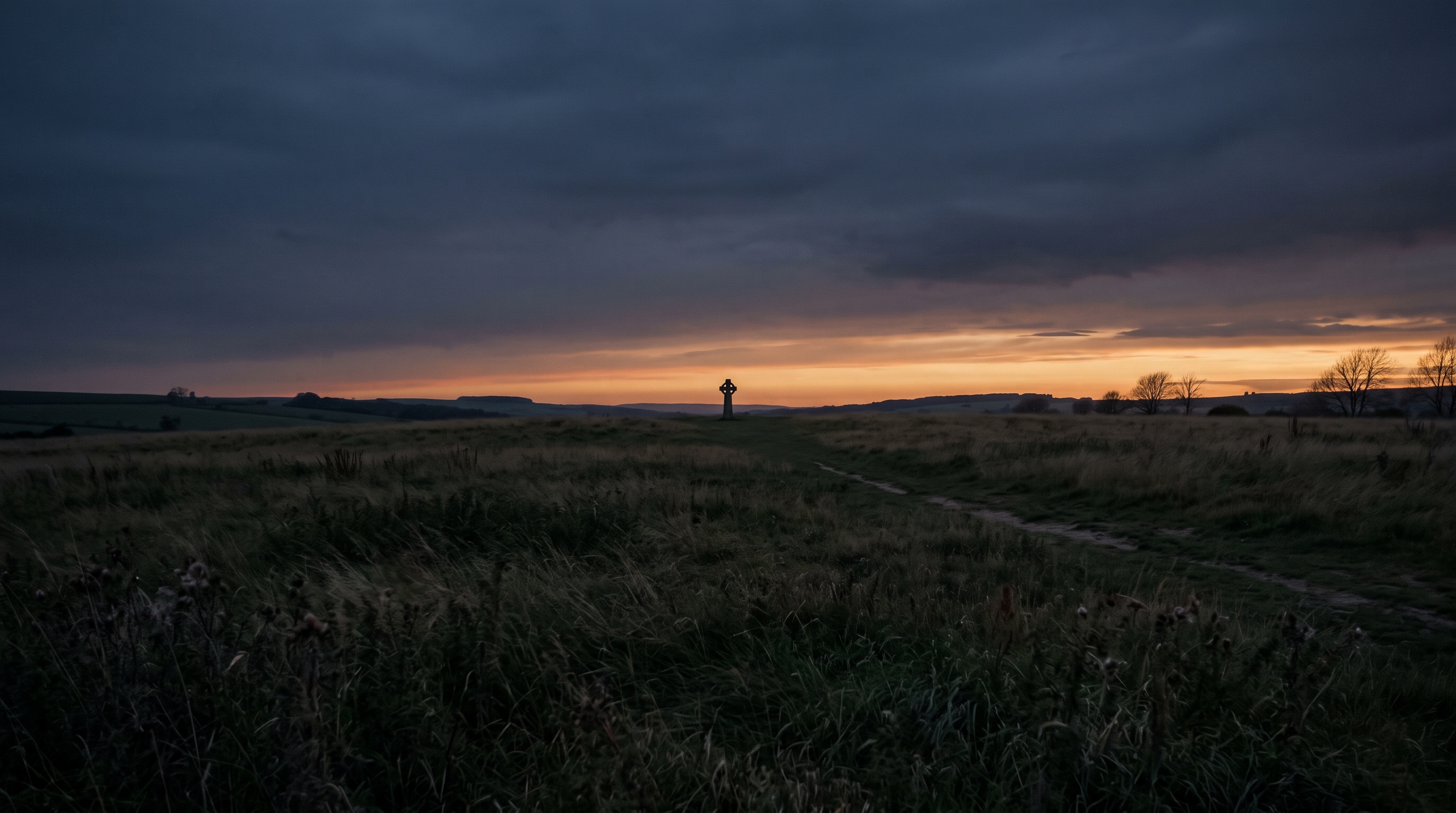 Dark, solemn image evoking the Flight 93 National Memorial in Shanksville, Pennsylvania